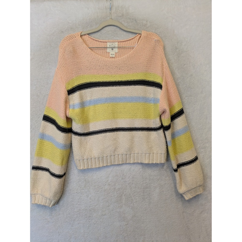 Billabong Sweater Women's S Multi-Color Striped Chunky Knit Scoop Neck Pullover